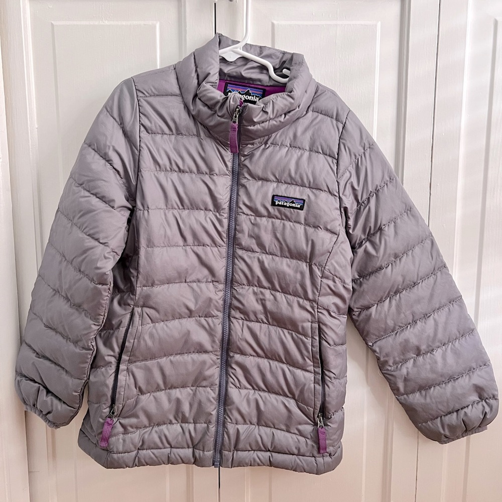 Patagonia Girls Light Purple Down Puffer Jacket - Size S (7-8)